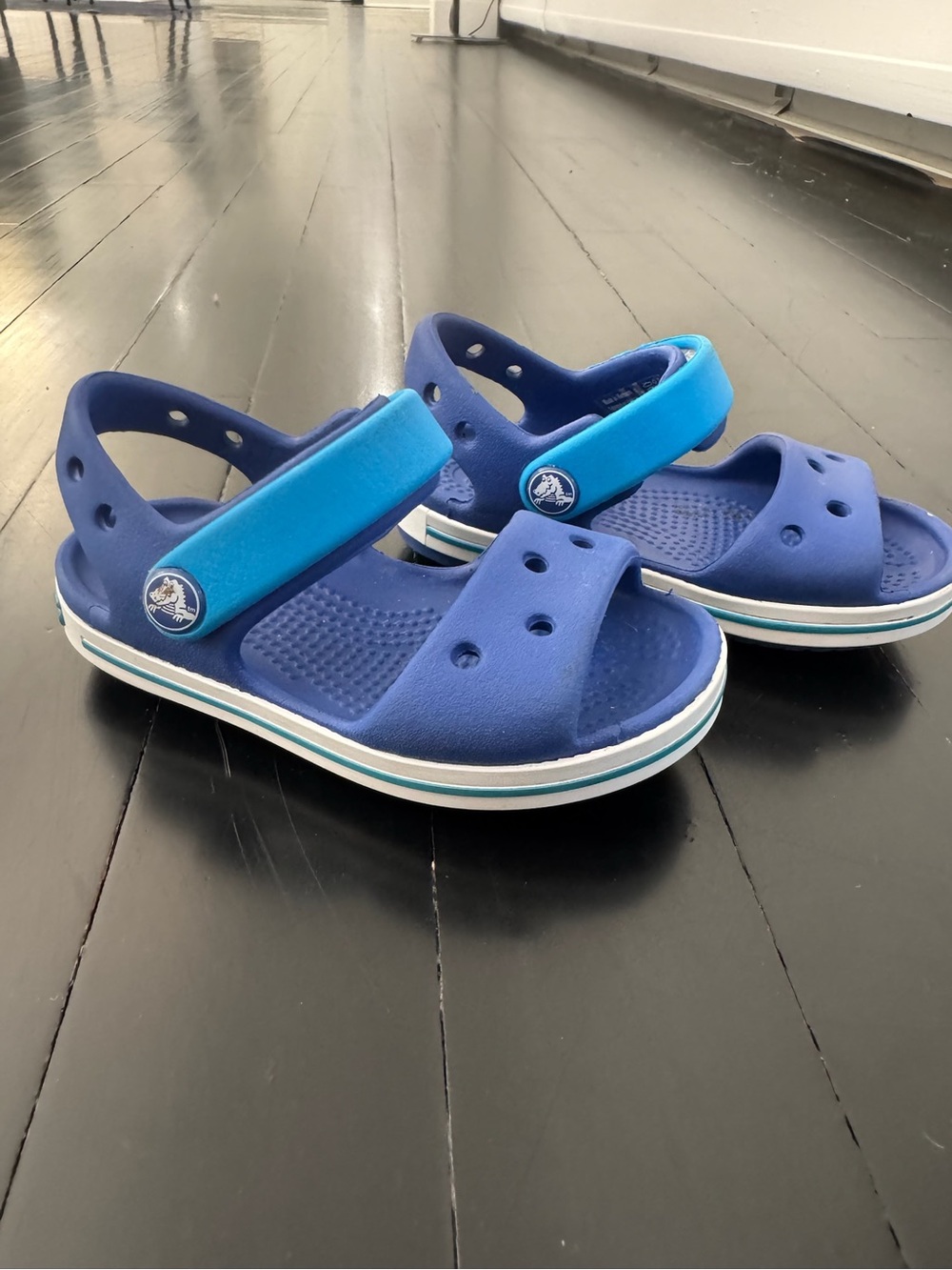 CROCS Kids Blue Clog Sandals with Aqua Strap